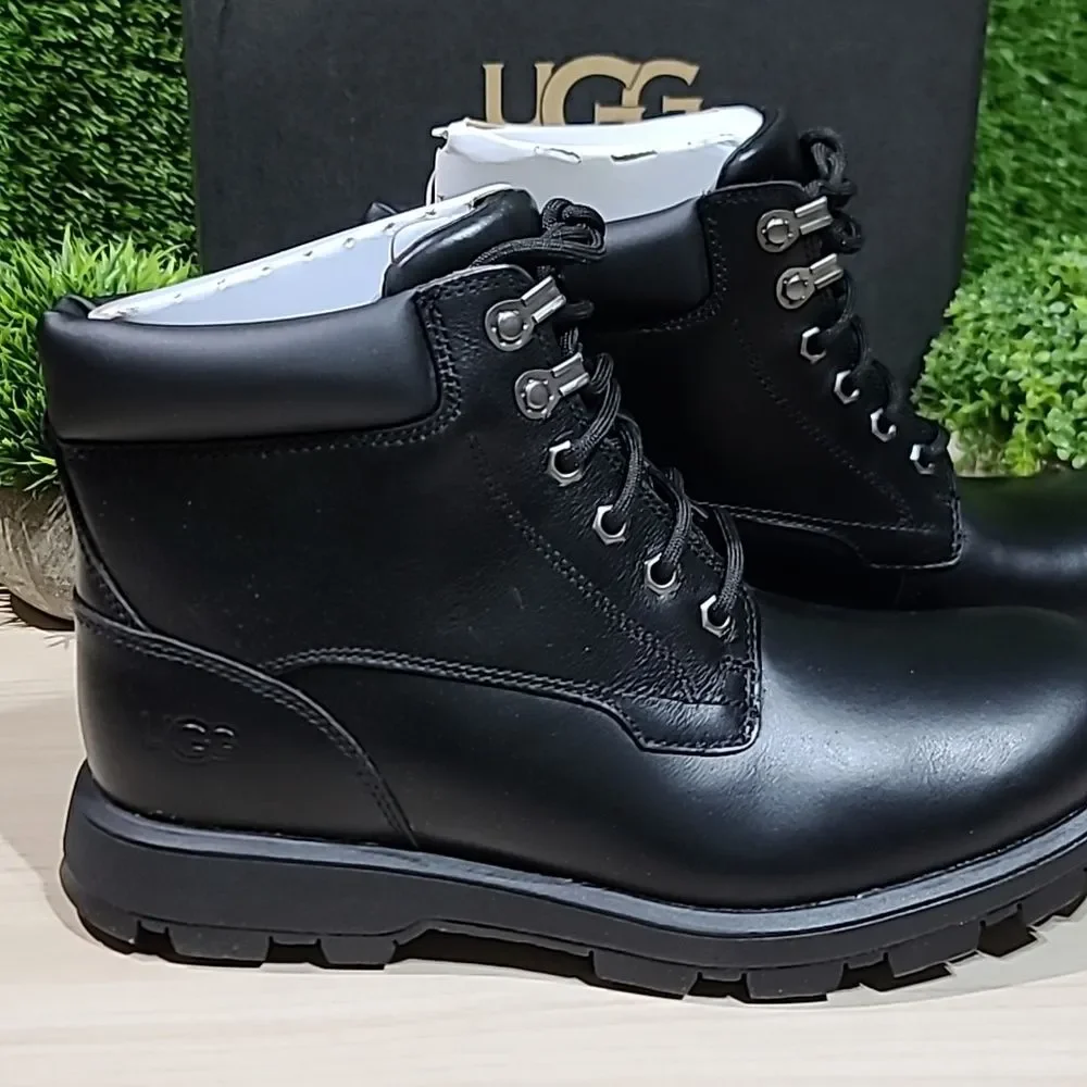 UGG Men's Stenton Boot - Black Leather US 8 NEW